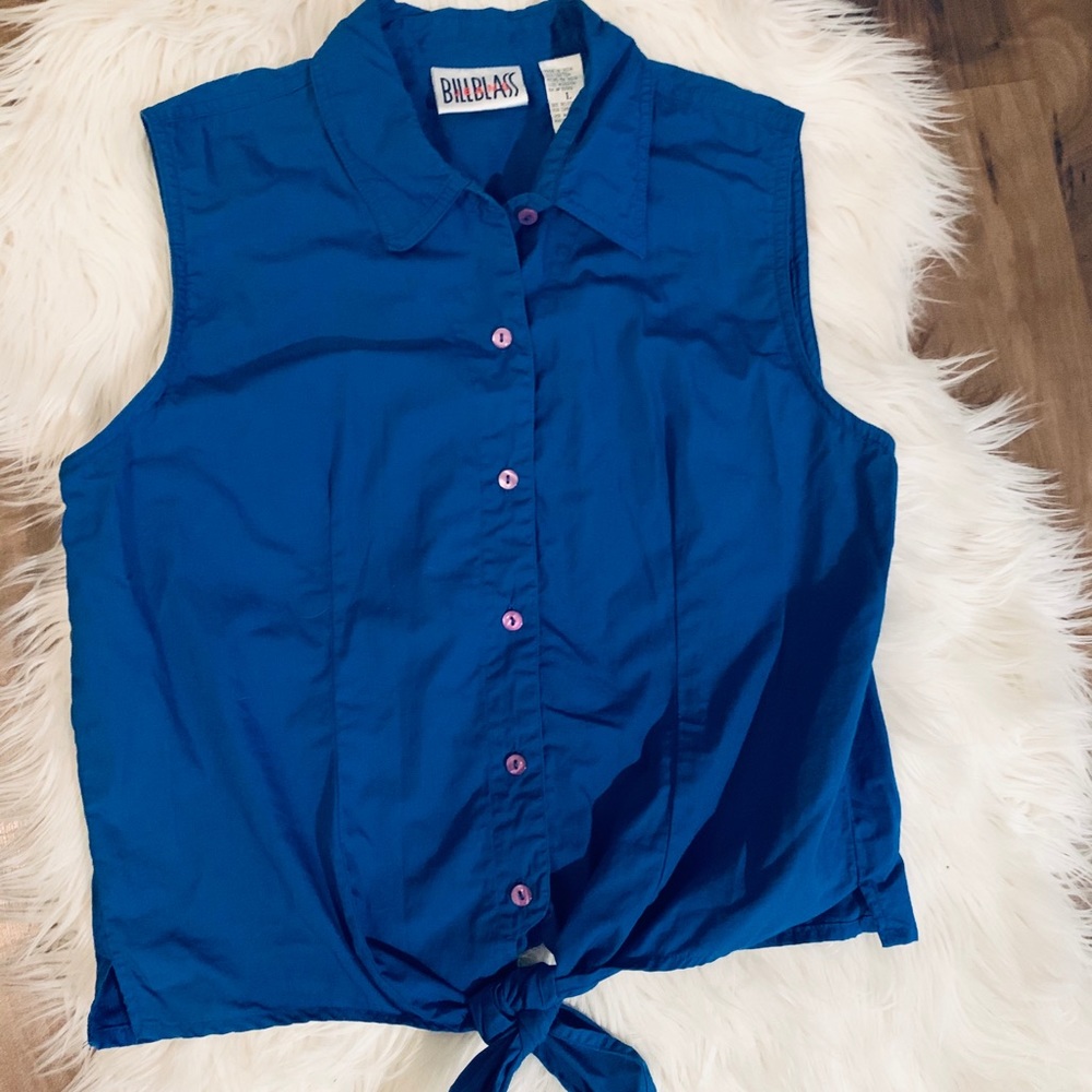 🔴 Vintage Bill Blass Sleeveless Tie Blouse